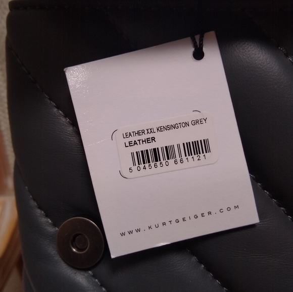 Kurt Geiger London XXL Kensington Quilted Leather Shoulder Bag in Grey - Picture 12 of 12